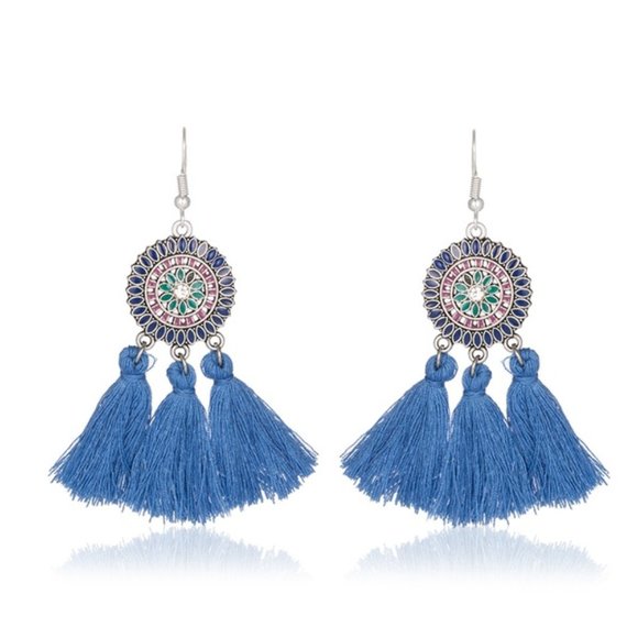 Jewelry - 3/$20 New Blue Tassel Dangle Boho Earrings